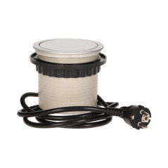 Möbeluttag med 10 cm utdragbart från bordet med USB-laddare och 1,5 m kabel, 3x2P+Z, 2xUSB.