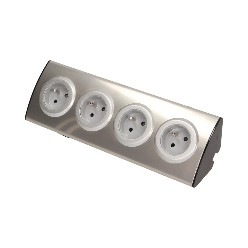 Gniazdo meblowe kuchenne 4x2P+Z, montaż na rzepy, INOX Gniazdo meblowe kuchenne 4x2P+Z, montaż na rzepy, INOX