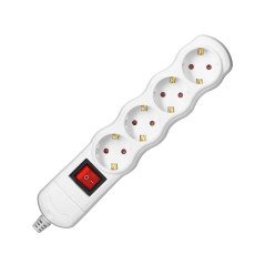 Grenuttag med strömbrytare 4x2P+Z Schuko, vit | HandlaSmidigt.se