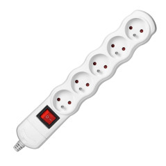 Grenuttag med strömbrytare 5x2P+Z, vit | HandlaSmidigt.se