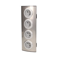 Gniazdo meblowe kuchenne 4x2P+Z, montaż na rzepy, INOX