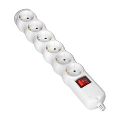 Grenuttag med strömbrytare 6x2P+Z Schuko, vit | HandlaSmidigt.se