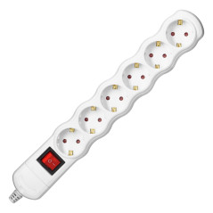 Grenuttag med strömbrytare 6x2P+Z Schuko, vit | HandlaSmidigt.se
