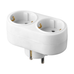 Oval grenuttag med 2x 2P+Z Schuko, vit