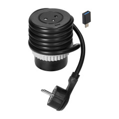 Infällt uttag i bänkskivan 2P+Z med EasyEject-system, USB 3.0, 1,5m + adapter till USB