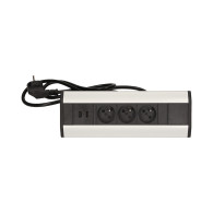 Gniazdo meblowe z ładowarką USB i przewodem 1,8m, 3x2P+Z, 2xUSB