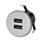 Laddare 2XUSB 3,4A, infälld i bord, silver