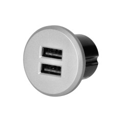 Laddare 2XUSB 3,4A, infälld i bord, silver