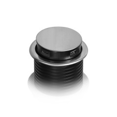 Infällt möbeluttag med 6 cm med USB-laddare och 1,5 m kabel, 3x2P+Z (Schuko), 2xUSB (typ A och typ C), INOX | HandlaSmidigt.se