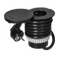 Möbeluttag med roterande lock, trådlös induktionsladdare, USB-laddare och 1,5 m kabel, 1x2P+Z, Qi 1.2.4 max. 10W, 2xUSB.