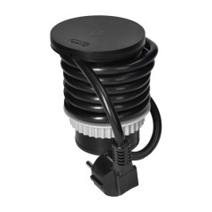 Möbeluttag med roterande lock, trådlös induktionsladdare, USB-laddare och 1,5 m kabel, 1x2P+Z, Qi 1.2.4 max. 10W, 2xUSB. |…