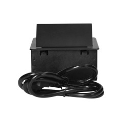 Infällt möbeluttag med USB-laddare och 1,5 m kabel, 1x2P+Z, 2xUSB (typ A, 2,1A), plan fräst kant, svart. | HandlaSmidigt.se