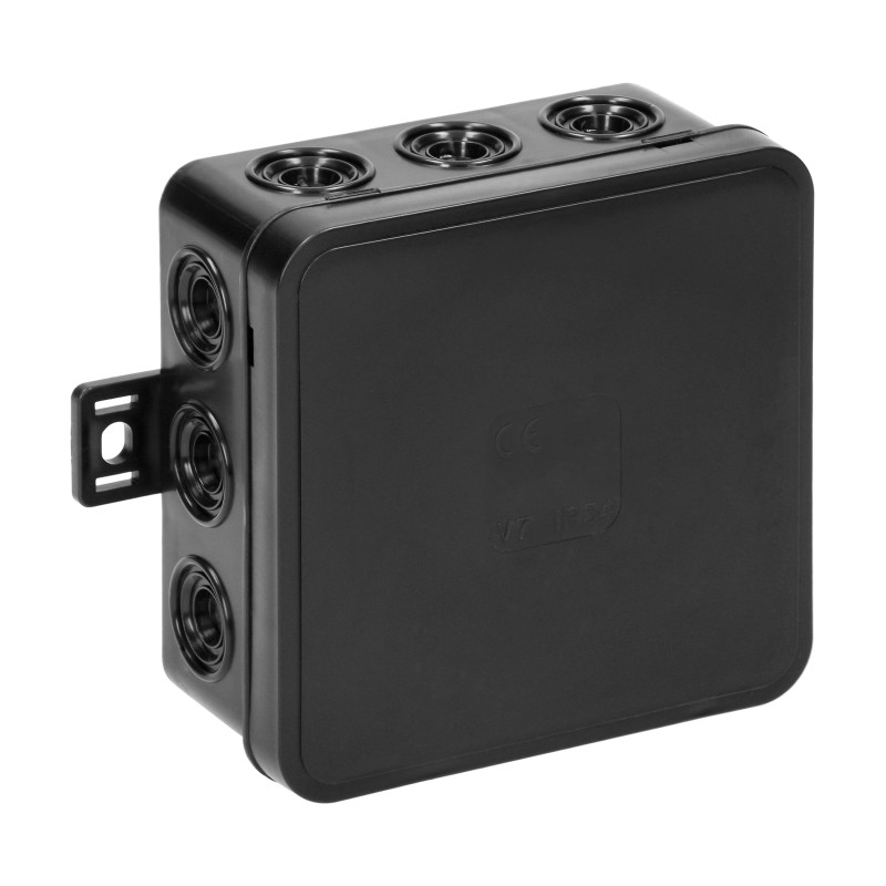 Askburk CLICK, IP54, 12 genomföringar, 100x100x41mm, svart