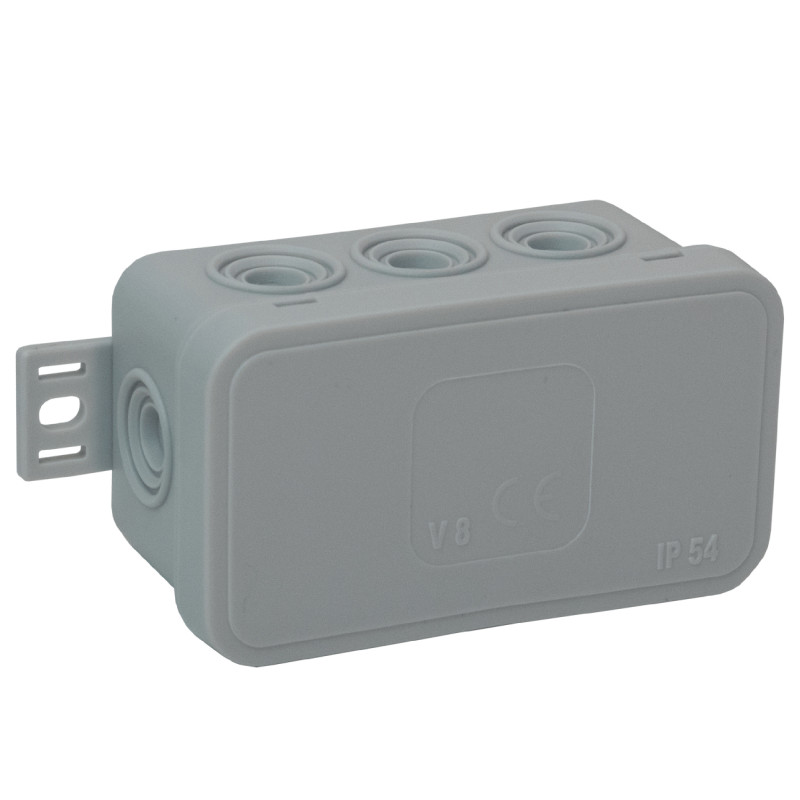 Burk för CLICK, IP54, 8 genomföringar, 80x45x41mm, grå, 100 st.