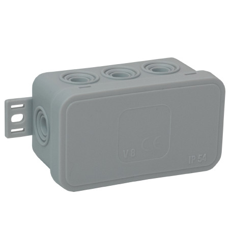 Burk för CLICK, IP54, 8 genomföringar, 80x45x41mm, grå, 100 st.