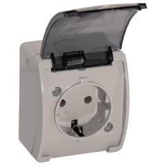 Utomhus eluttag enkel 2P+Z Schuko AQUATIC, IP44, grå-grafit, 10 st. | HandlaSmidigt.se