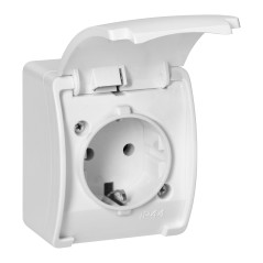 Utomhus enkeluttag 2P+Z Schuko AQUATIC, IP44, vit | HandlaSmidigt.se