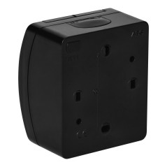 Utomhus eluttag enkel 2P+Z AQUATIC, IP44, svart | HandlaSmidigt.se