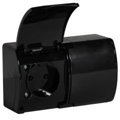 Dubbel vägguttag 2x2P+Z Schuko AQUATIC, IP44, svart, 10 st. | HandlaSmidigt.se