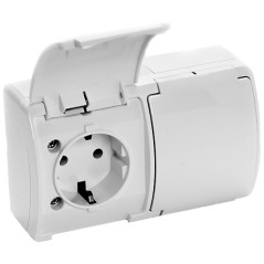 Dubbeluttag 2x2P+Z Schuko AQUATIC, IP44, vitt, 10 st.