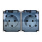 Dubbel uttag 2x2P+Z Schuko AQUATIC, IP44, vit dimmad