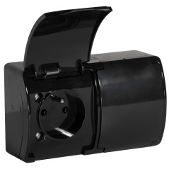 Dubbel uttag 2x2P+Z AQUATIC, IP44, svart, 10 st.
