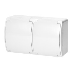 Dubbel uttag 2x2P+Z AQUATIC, IP44, vit | HandlaSmidigt.se