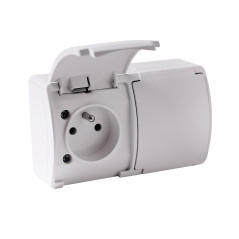 Dubbel uttag 2x2P+Z AQUATIC, IP44, vitt, 10 st.