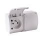 Dubbel uttag 2x2P+Z AQUATIC, IP44, vitt, 10 st.
