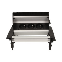 Möbeluttag infällt i bordsskivan med dammborste och 1,8m kabel, 3x2P+Z