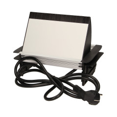 Möbeluttag infällt i bordsskivan med dammborste och 1,8m kabel, 3x2P+Z