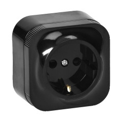 Utomhus eluttag enkel Schuko 2P+Z IP20, svart