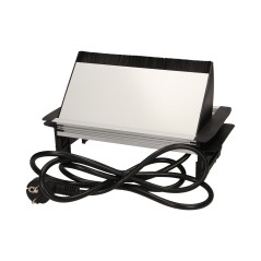 Möbeluttag infällt i bordsskivan med dammborste, USB-laddare och 1,8 m kabel, 3x2P+Z, 2xUSB.