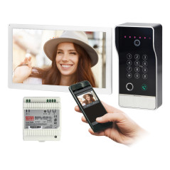 Jag översätter från polska till svenska:
GUARDO enkelhusvideodörrtelefonset med fingeravtrycksläsare, närhetsläsare, kodlås och