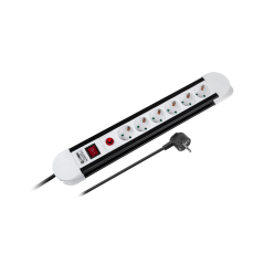 Nätverkslist Rebel med 6 tyska uttag, 5m kabel (3x1,5mm)