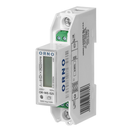 Enfas elmätare, 100A, RS-485-port, MID, 1 modul, DIN TH-35mm, PV