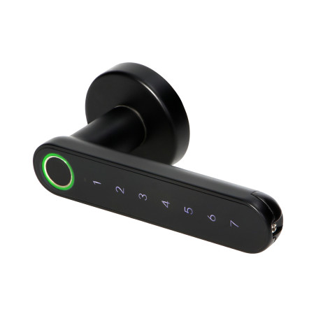 Digital dörrhandtag med pekskärmstangentbord och smartfunktion - fingeravtrycksläsare, Bluetooth 4.0, svart