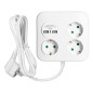 Kvadratisk strömskena med USB-laddare 3x2P+Z (Schuko), 2xUSB-A, kabel 3x1,5mm2, 1,4m