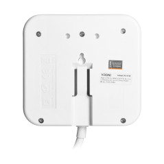 Fyrkantig strömskena med USB-laddare 3x2P+Z, 2xUSB-A, kabel 3x1,0mm2, 1,4m