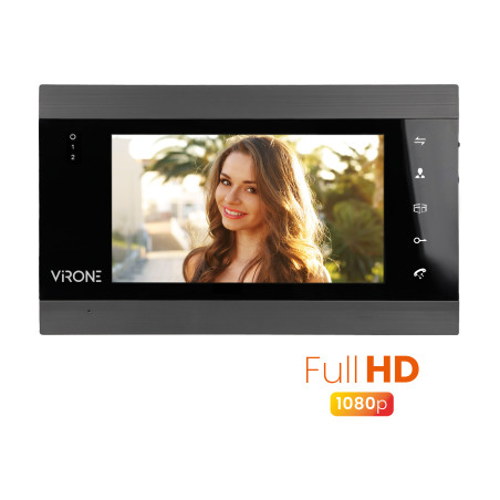 Färgrik 7-tums videomonitor (svart) med gratis app för telefonen