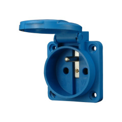 Utomhus vägguttag 2P+Z, 16A, 230 VAC, IP44