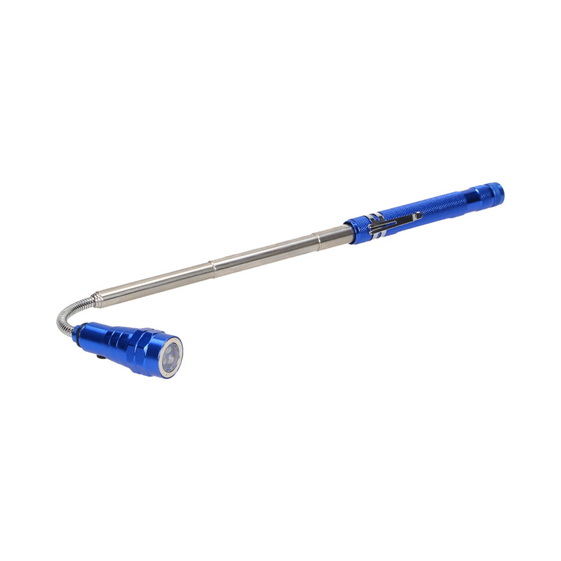 Ficklampa teleskopisk 17-57 cm, 3 LED, 4 x LR44, böjbar huvud, magnet