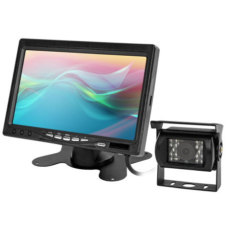 Bilskärmen 7 tum LCD-kamera med IR-dioder och parkeringssensorer.