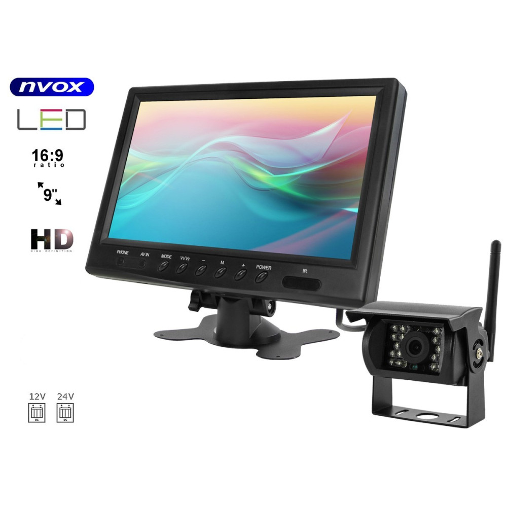 Bilskärm LCD 9 tum 12/24V och nattkamera Bilskärm LCD 9 tum 12/24V och nattkamera