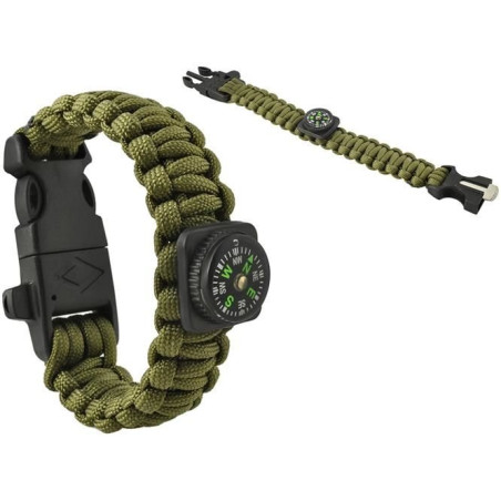 Armband SURVIVAL med tillbehör - grön