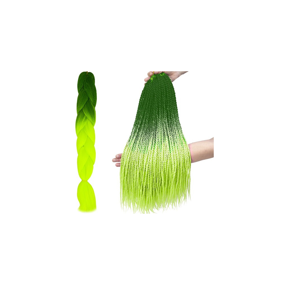 Syntetiska ombre flätor i grön/neon W10344