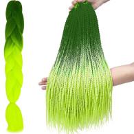 Syntetiska ombre flätor i grön/neon W10344