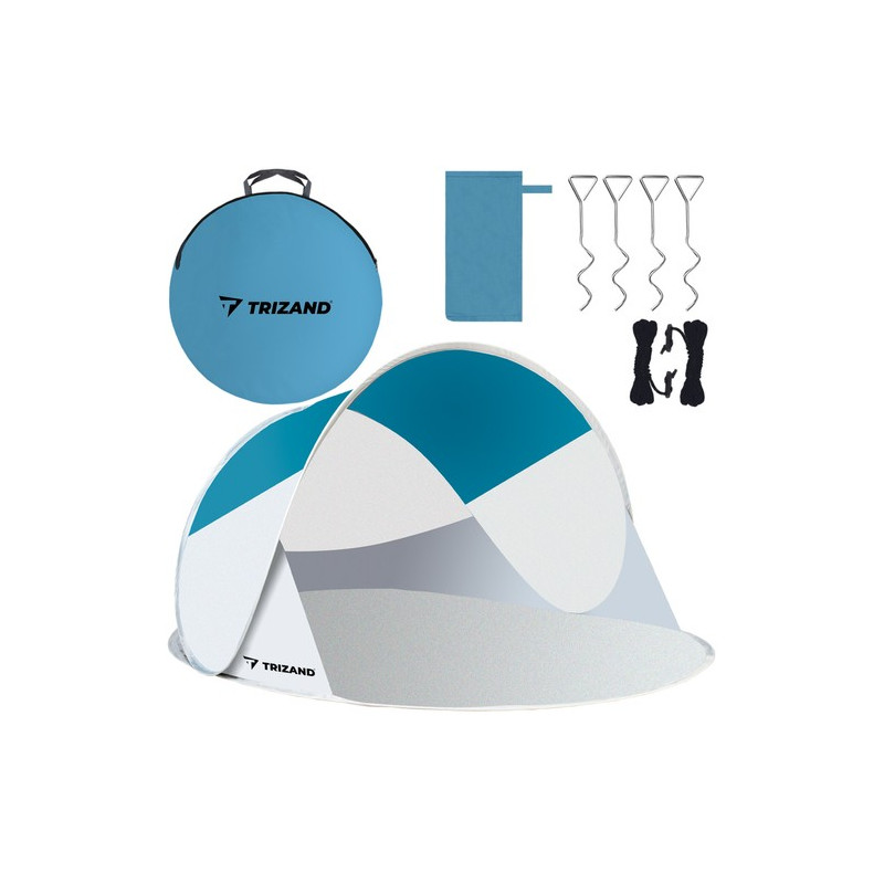 Strandtält 220x120x90cm - turkos - grå