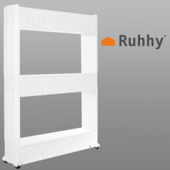 Mobil köksvagn med vita hjulhyllor