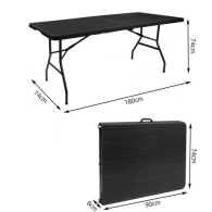 Trädgårdsbord hopfällbart svart 180 cm
